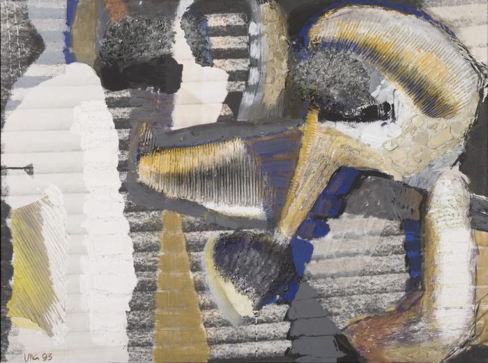 Abbildung vom Werk Ulla Walter, Ohne Titel (Oranienburger Straße), 1993, Mischtechnik und Collage auf belichtetem Fotoleinen, 90 x 120 cm, Kunstsammlung der Berliner Volksbank K 856 © VG Bild-Kunst, Bonn 2025, Foto: Peter Adamik